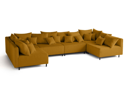 Canapé panoramique modulable 6 places en velours côtelé Edinburg