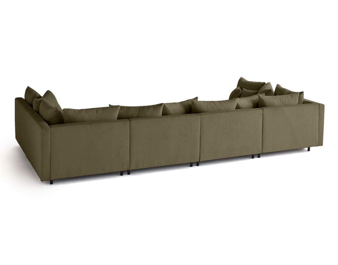 Canapé panoramique modulable 6 places en velours côtelé Edinburg