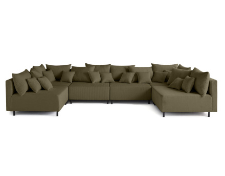 Canapé panoramique modulable 6 places en velours côtelé Edinburg