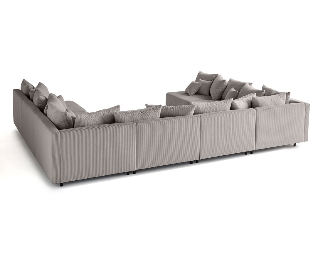 Canapé panoramique modulable 8 places en velours côtelé Edinburg
