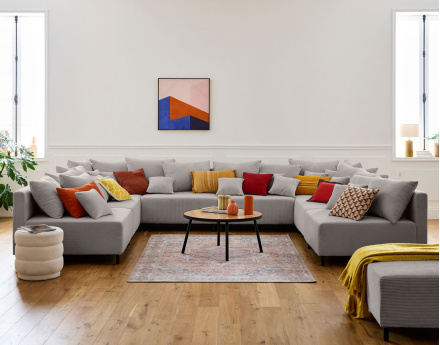 Edinburg - canapé modulable panoramique 8 places - en velours côtelé Lisa Design