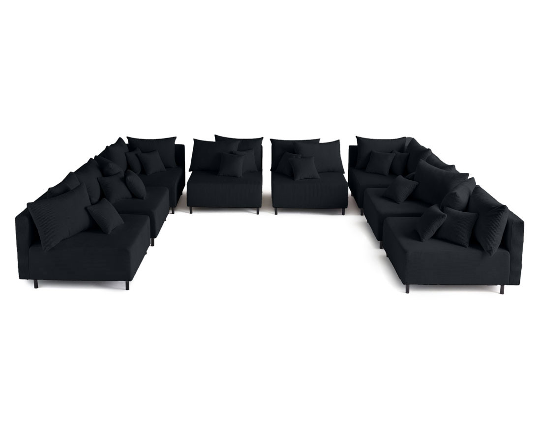 Canapé panoramique modulable 8 places en velours côtelé Edinburg