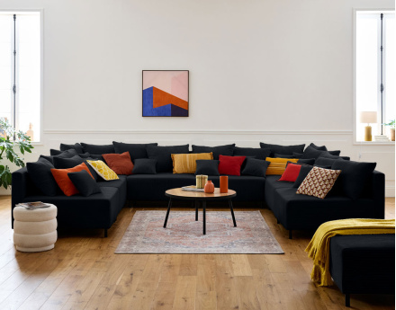 Edinburg - canapé modulable panoramique 8 places - en velours côtelé Lisa Design