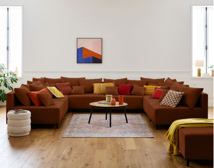 Edinburg - canapé modulable panoramique 8 places - en velours côtelé Lisa Design