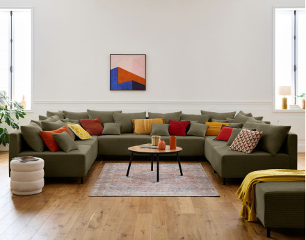 Edinburg - canapé modulable panoramique 8 places - en velours côtelé Lisa Design