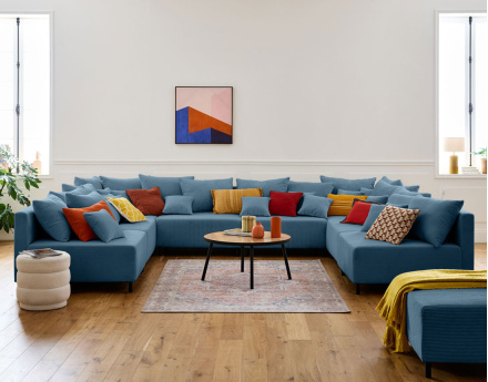 Edinburg - canapé modulable panoramique 8 places - en velours côtelé Lisa Design