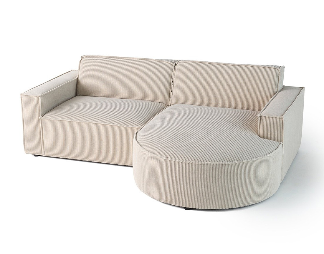 Canapé d'angle droit 4 places en velours côtelé Spiaggia
