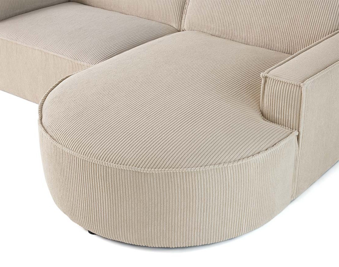 Canapé d'angle droit 4 places en velours côtelé Spiaggia