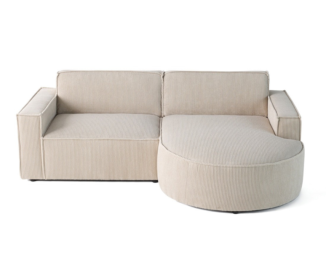 Canapé d'angle droit 4 places en velours côtelé Spiaggia