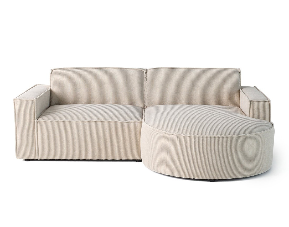 Canapé d'angle droit 4 places en velours côtelé Spiaggia