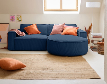 Canapé d'angle droit 4 places en velours côtelé Spiaggia