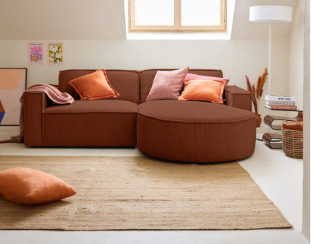 Canapé d'angle droit 4 places en velours côtelé Spiaggia