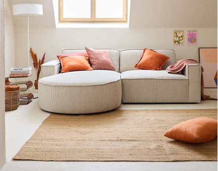 Canapé d'angle gauche 4 places en velours côtelé Spiaggia