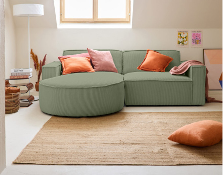 Canapé d'angle gauche 4 places en velours côtelé Spiaggia