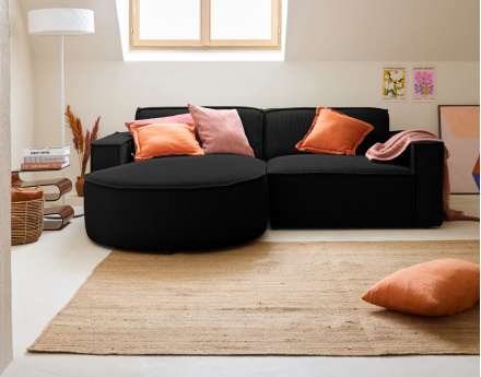 Canapé d'angle gauche 4 places en velours côtelé Spiaggia