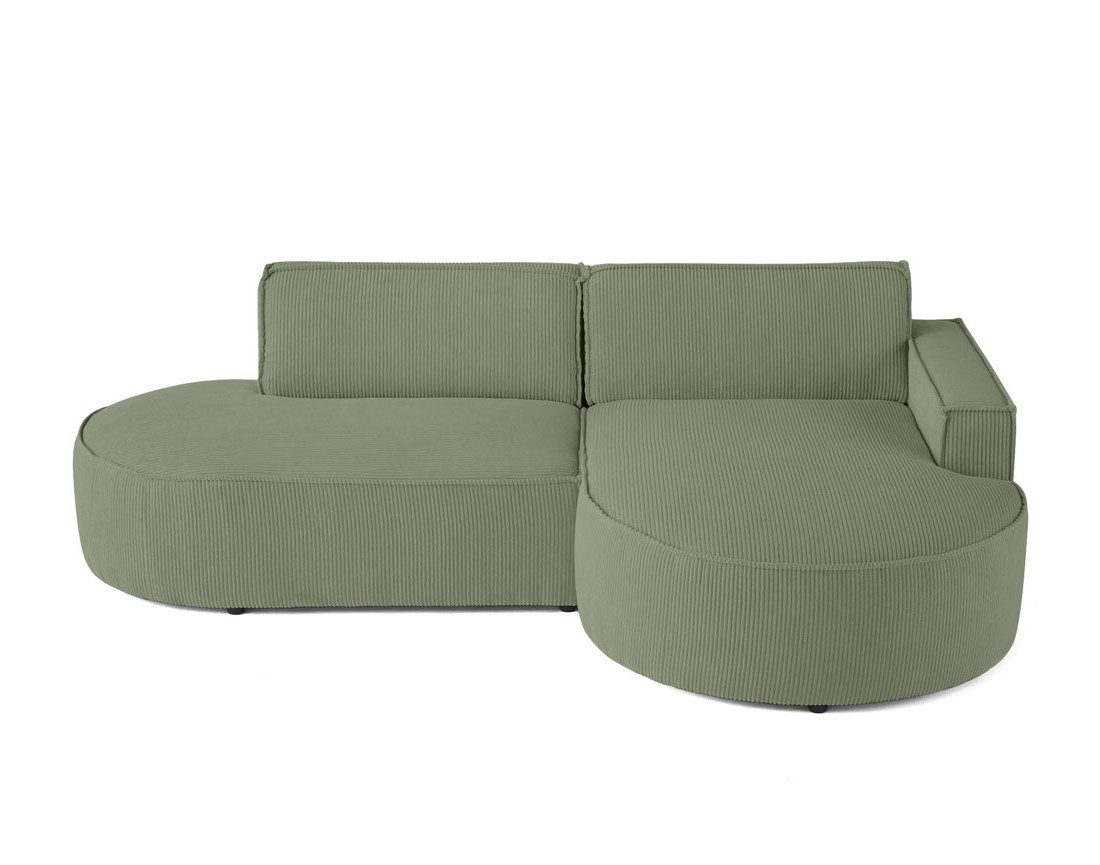 Canapé d'angle droit aux formes arrondies 4 places en velours côtelé Spiaggia