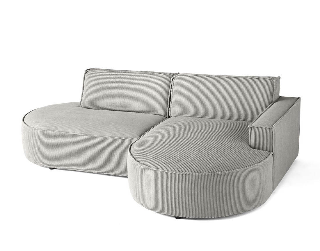 Canapé d'angle droit aux formes arrondies 4 places en velours côtelé Spiaggia