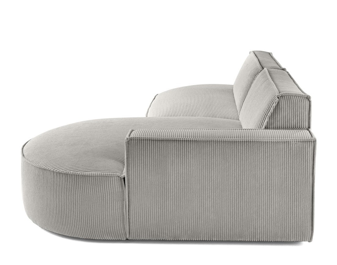 Canapé d'angle droit aux formes arrondies 4 places en velours côtelé Spiaggia