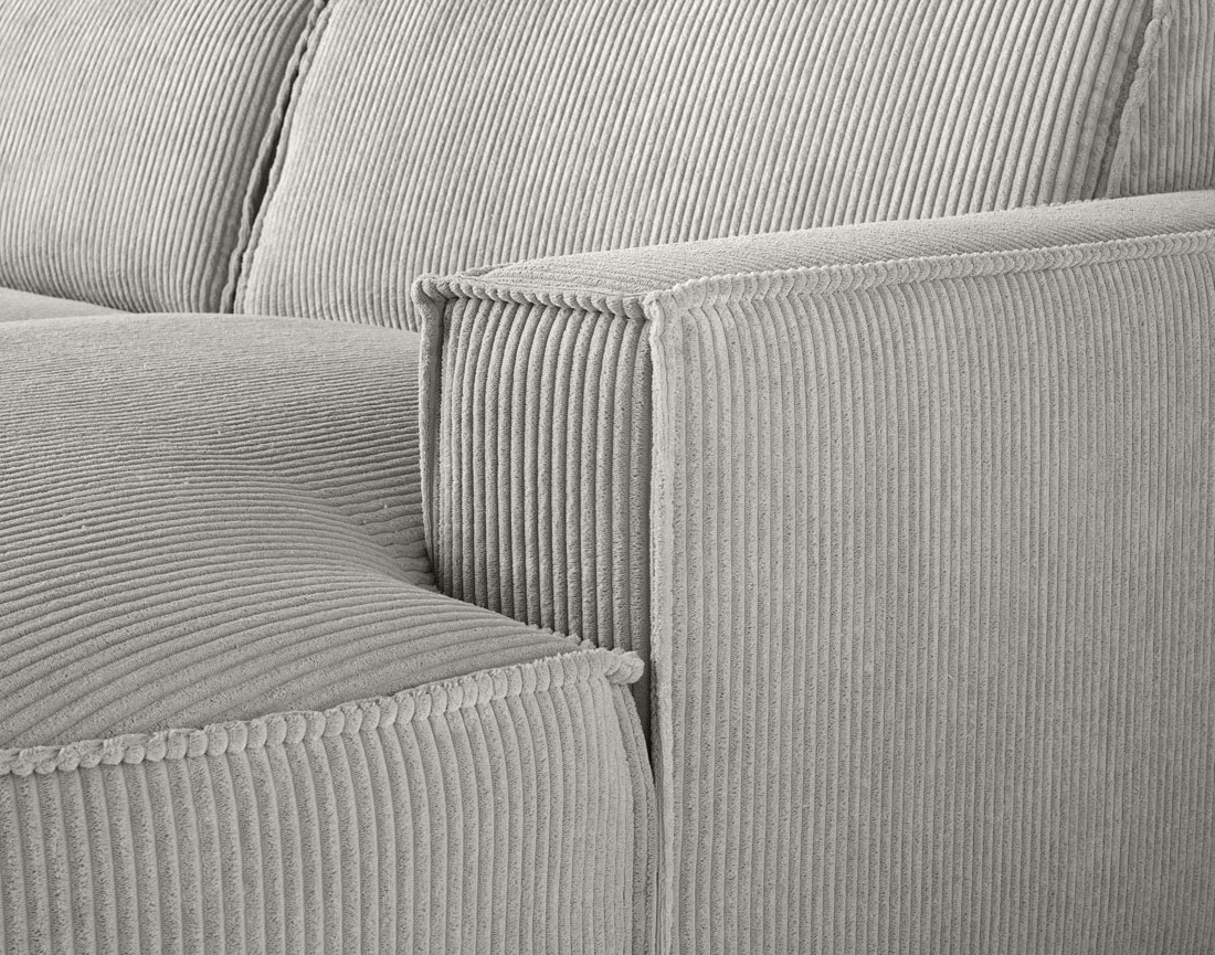 Canapé d'angle droit aux formes arrondies 4 places en velours côtelé Spiaggia