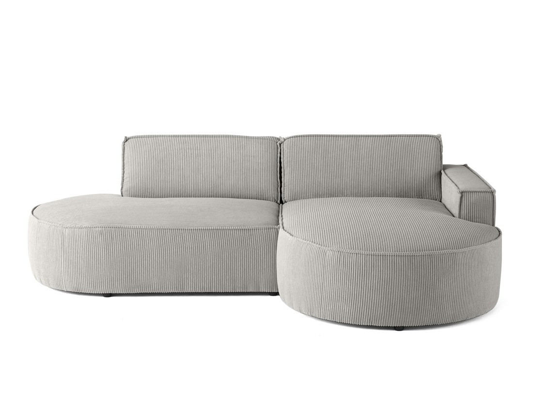 Canapé d'angle droit aux formes arrondies 4 places en velours côtelé Spiaggia