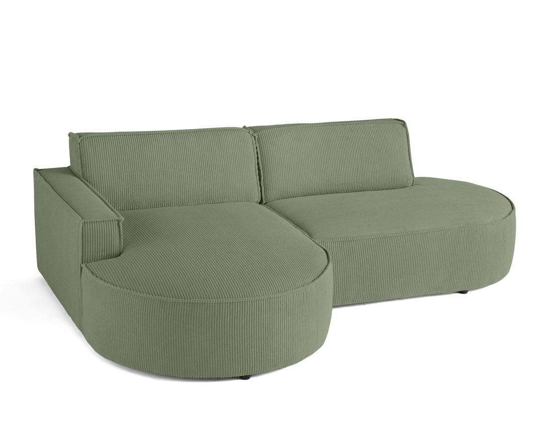 Canapé d'angle gauche aux formes arrondies 4 places en velours côtelé Spiaggia