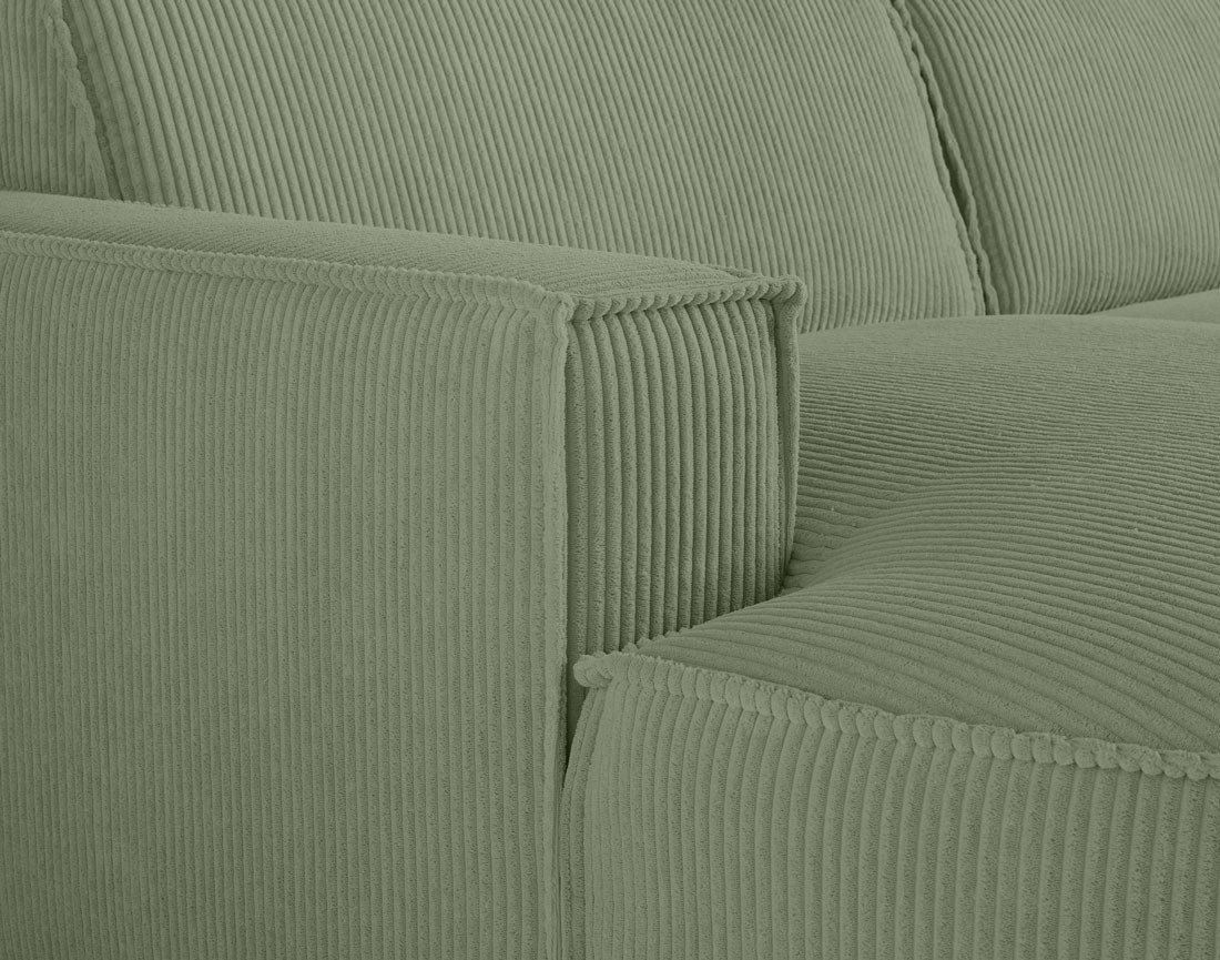 Canapé d'angle gauche aux formes arrondies 4 places en velours côtelé Spiaggia