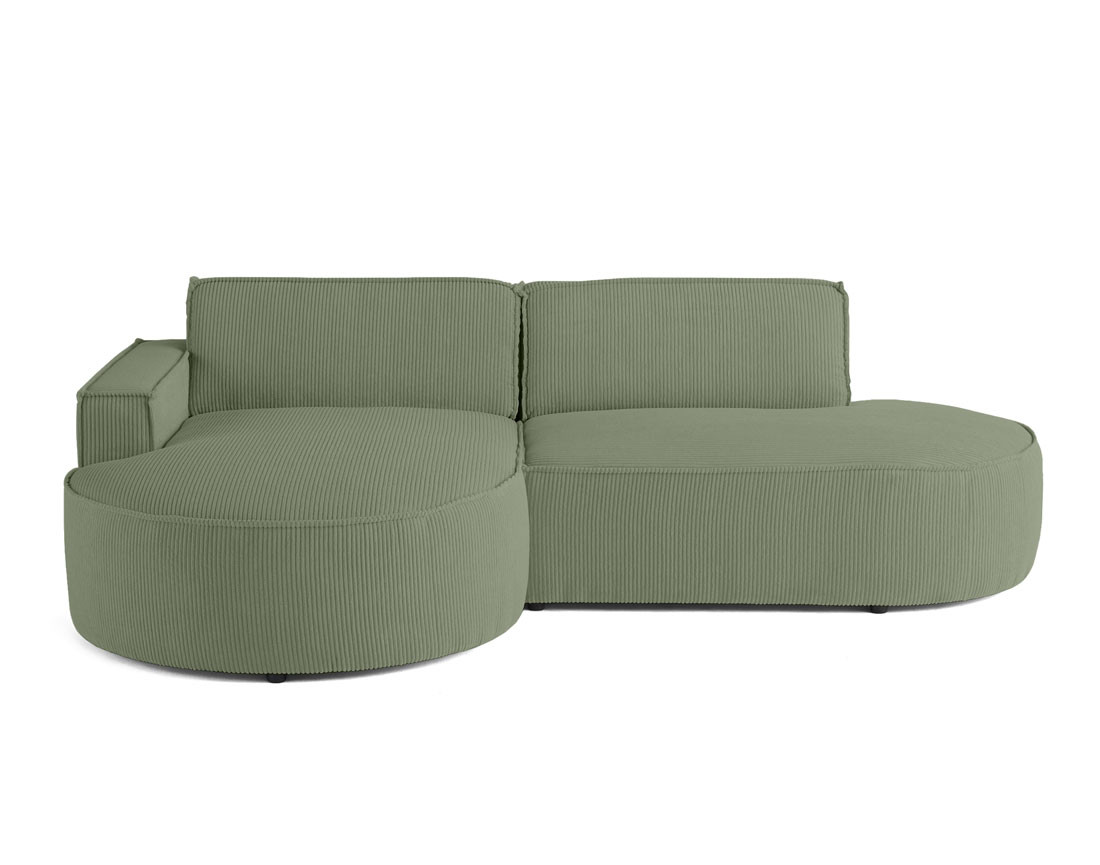 Canapé d'angle gauche aux formes arrondies 4 places en velours côtelé Spiaggia