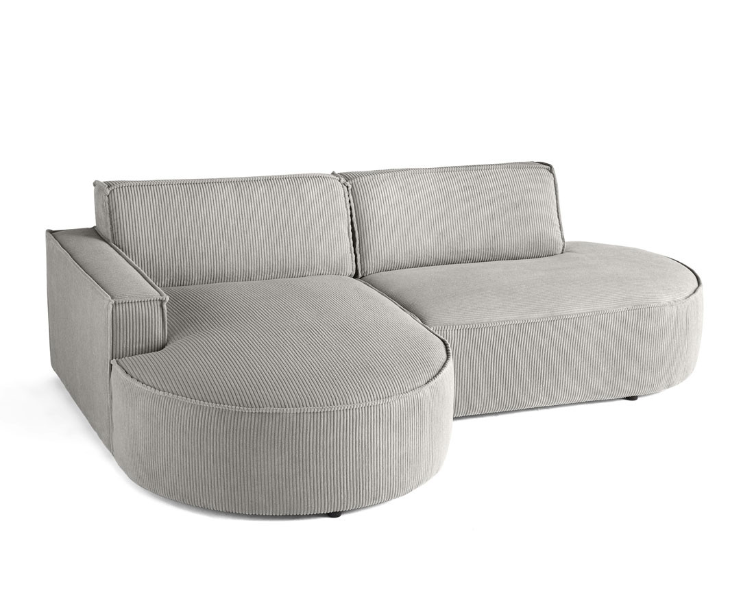 Canapé d'angle gauche aux formes arrondies 4 places en velours côtelé Spiaggia