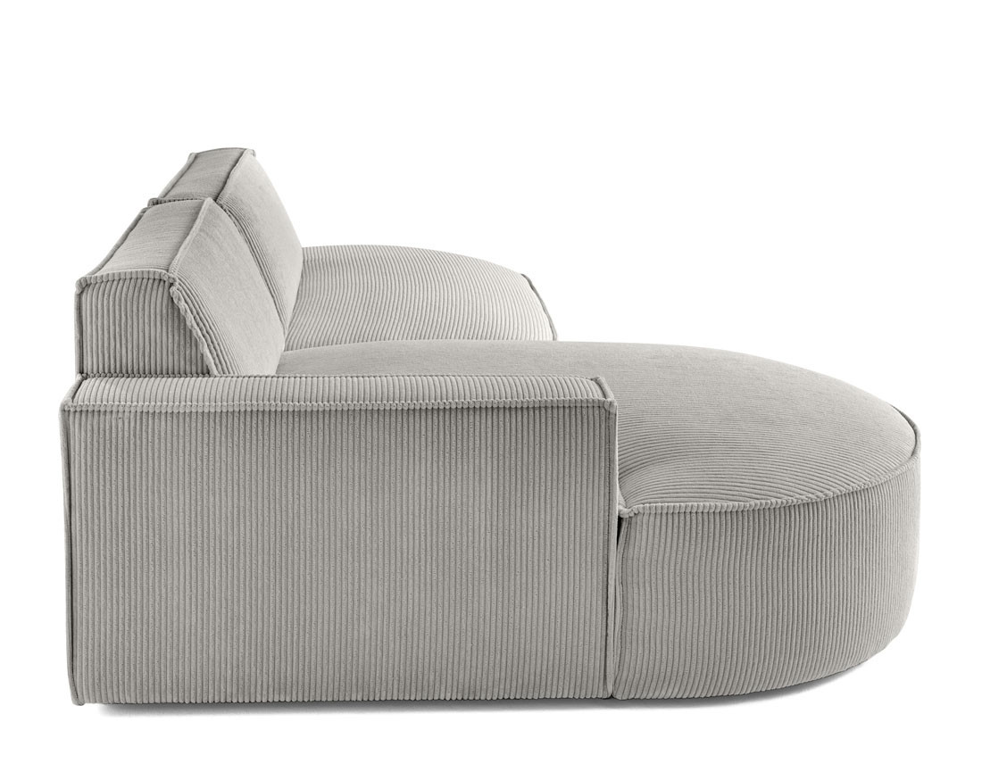 Canapé d'angle gauche aux formes arrondies 4 places en velours côtelé Spiaggia