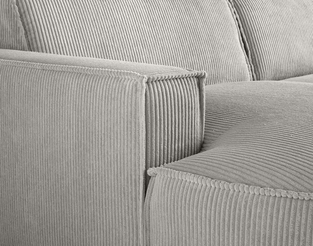 Canapé d'angle gauche aux formes arrondies 4 places en velours côtelé Spiaggia