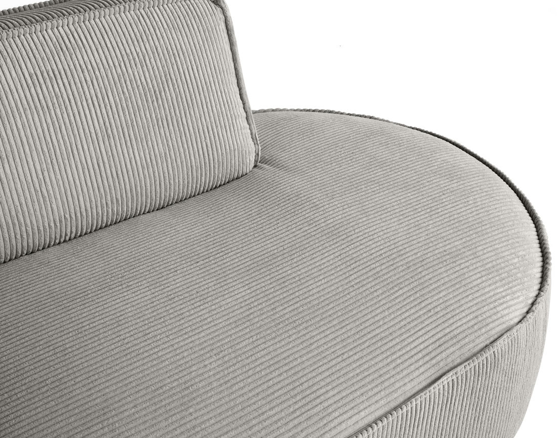Canapé d'angle gauche aux formes arrondies 4 places en velours côtelé Spiaggia
