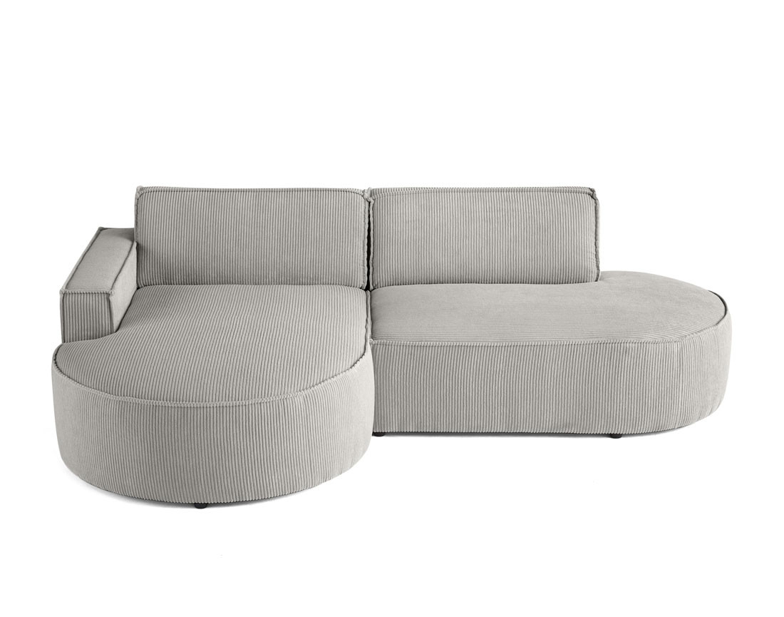 Canapé d'angle gauche aux formes arrondies 4 places en velours côtelé Spiaggia