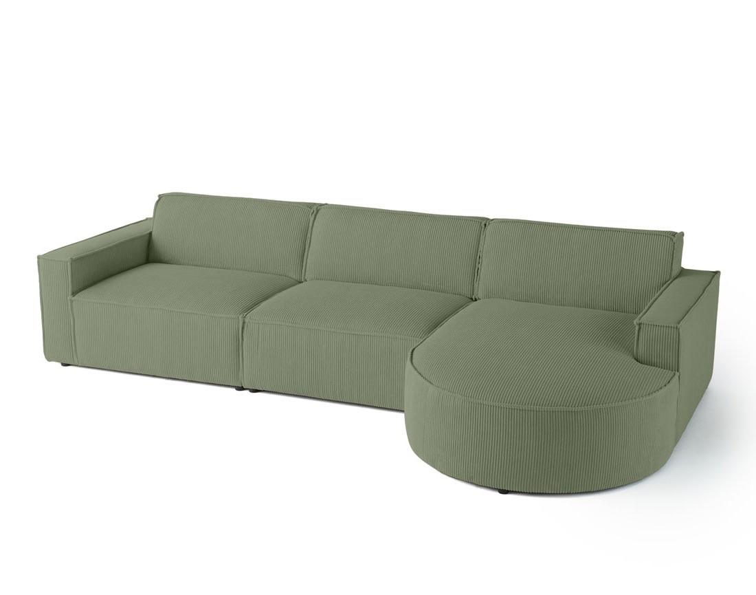 Canapé d'angle droit 5 places en velours côtelé Spiaggia