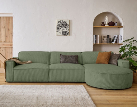 Canapé d'angle droit 5 places en velours côtelé Spiaggia