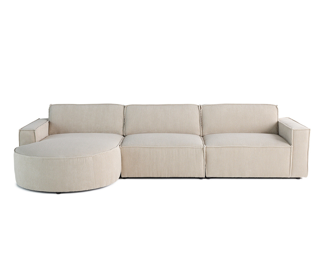 Canapé d'angle gauche 5 places en velours côtelé Spiaggia