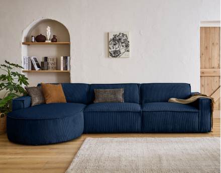 Canapé d'angle gauche 5 places en velours côtelé Spiaggia