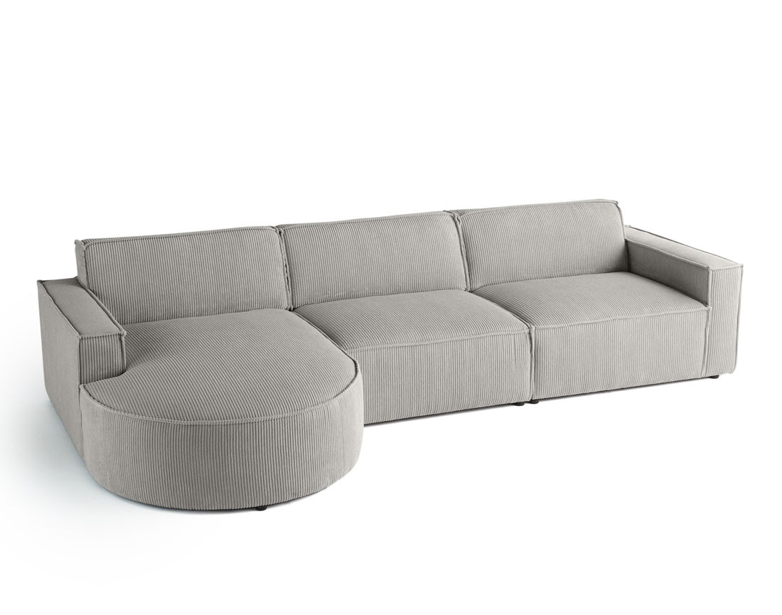 Canapé d'angle gauche 5 places en velours côtelé Spiaggia