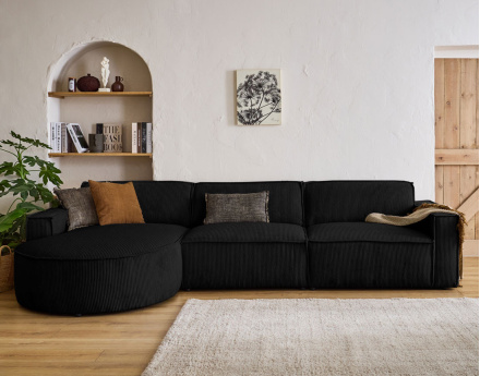 Canapé d'angle gauche 5 places en velours côtelé Spiaggia