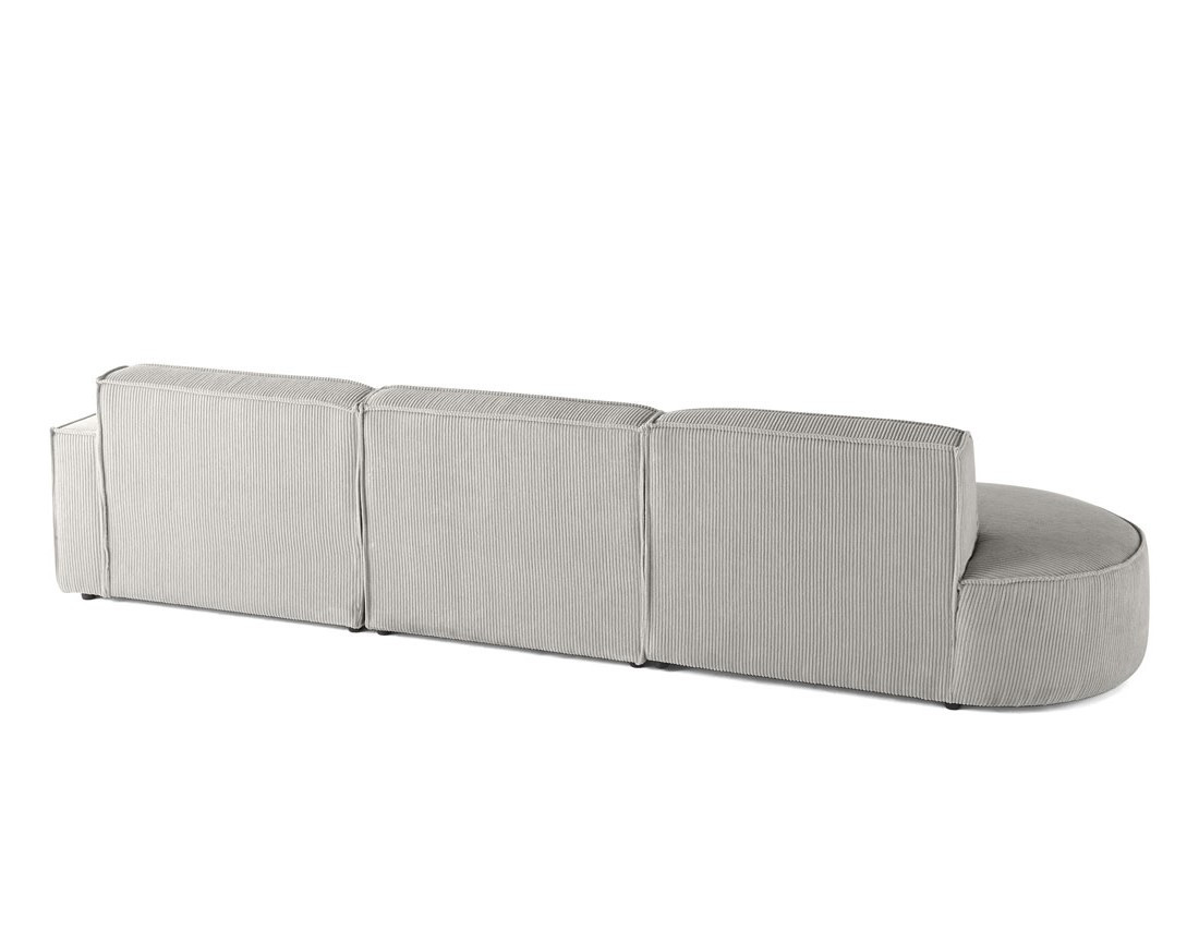 Canapé d'angle droit aux formes arrondies 5 places en velours côtelé Spiaggia