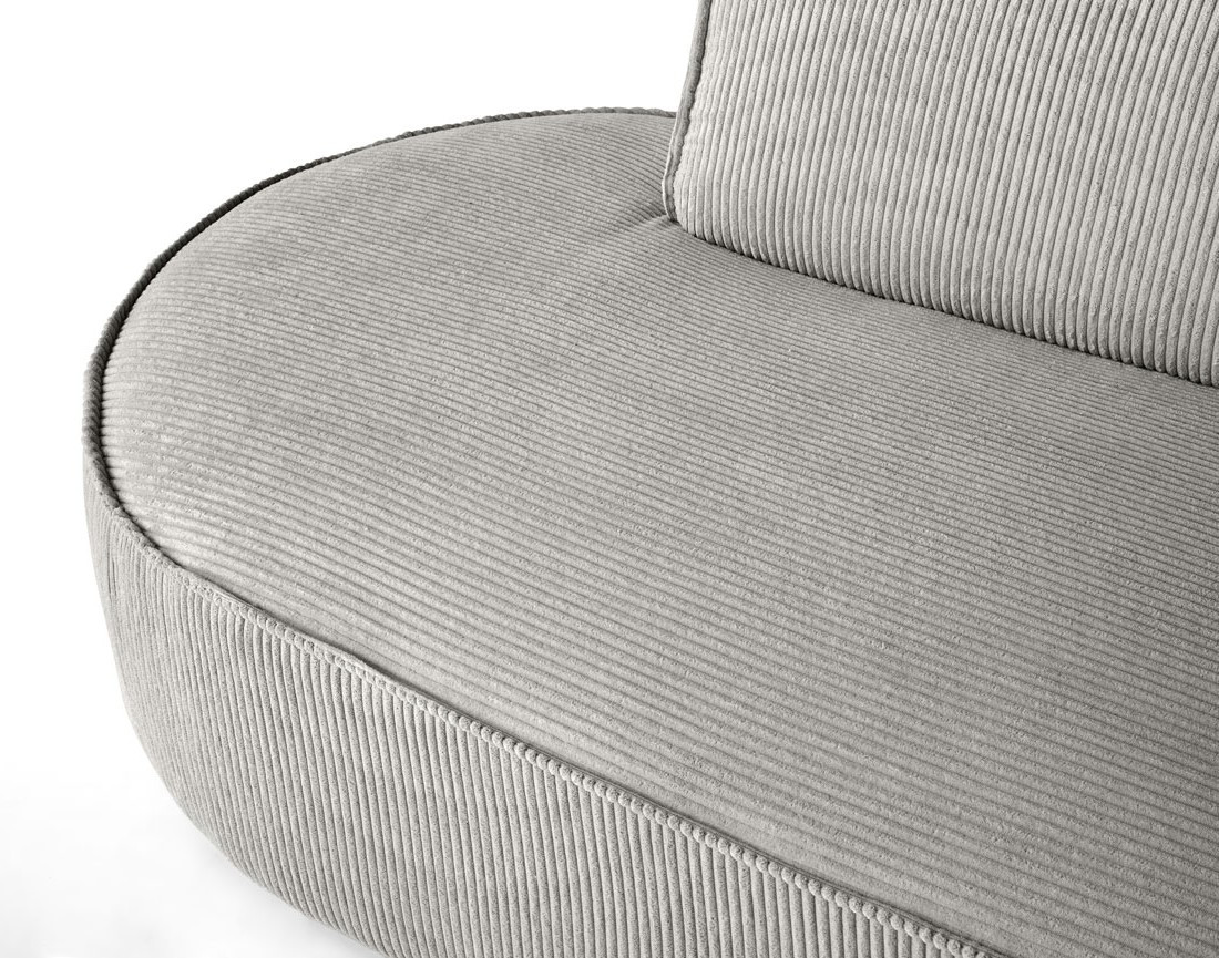 Canapé d'angle droit aux formes arrondies 5 places en velours côtelé Spiaggia