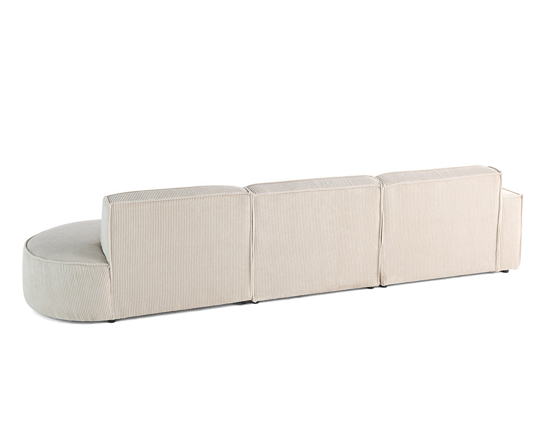 Canapé d'angle gauche aux formes arrondies 5 places en velours côtelé Spiaggia