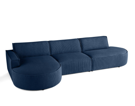 Canapé d'angle gauche aux formes arrondies 5 places en velours côtelé Spiaggia