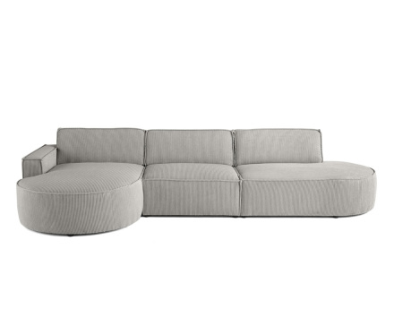 Canapé d'angle gauche aux formes arrondies 5 places en velours côtelé Spiaggia