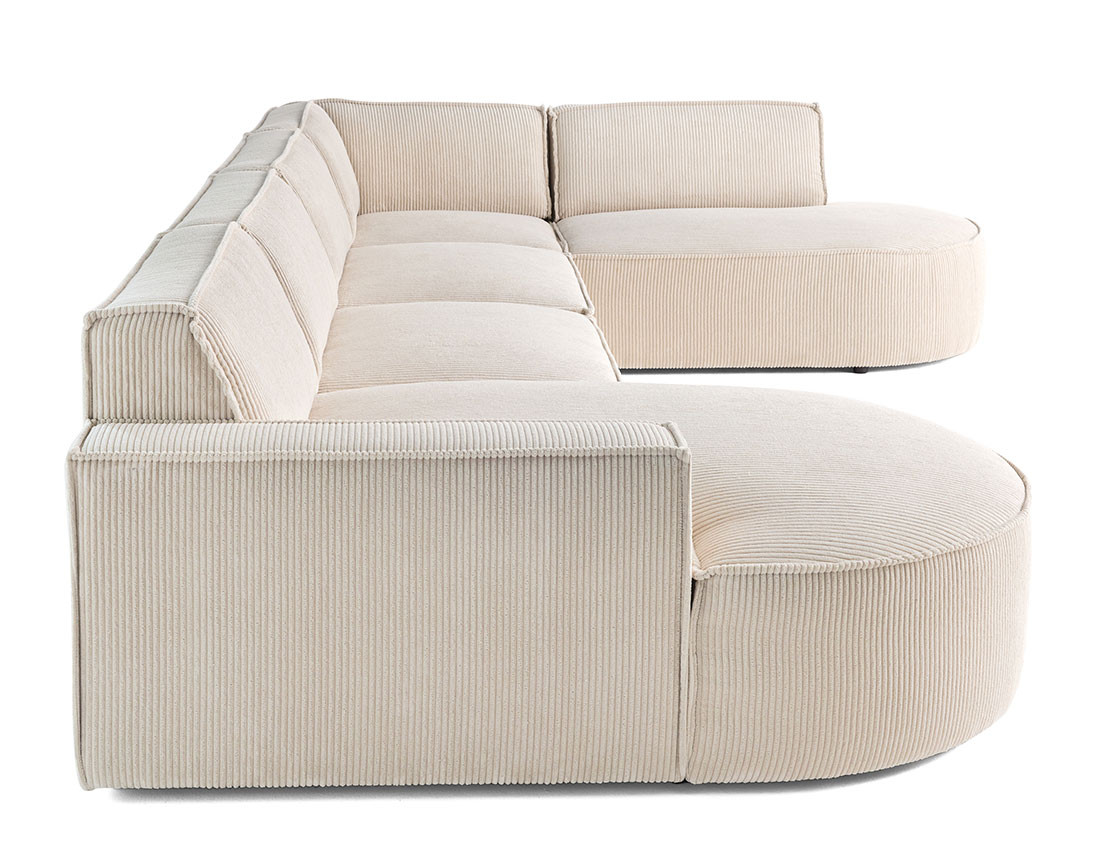 Canapé panoramique d'angle droit 7 places en velours côtelé Spiaggia