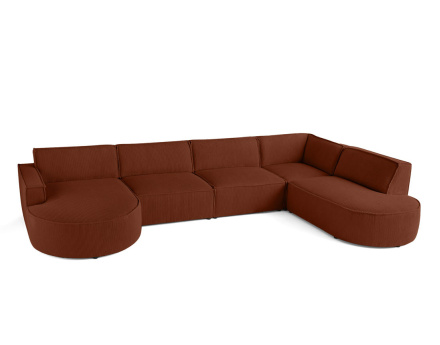 Canapé panoramique d'angle droit 7 places en velours côtelé Spiaggia