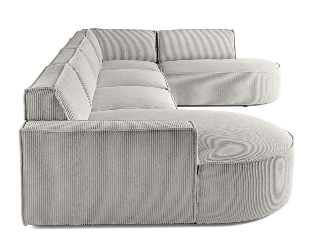 Canapé panoramique d'angle droit 7 places en velours côtelé Spiaggia