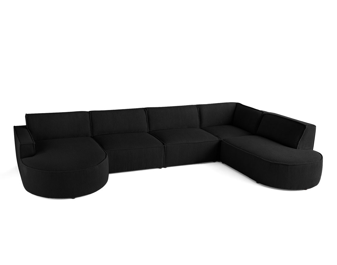 Canapé panoramique d'angle droit 7 places en velours côtelé Spiaggia