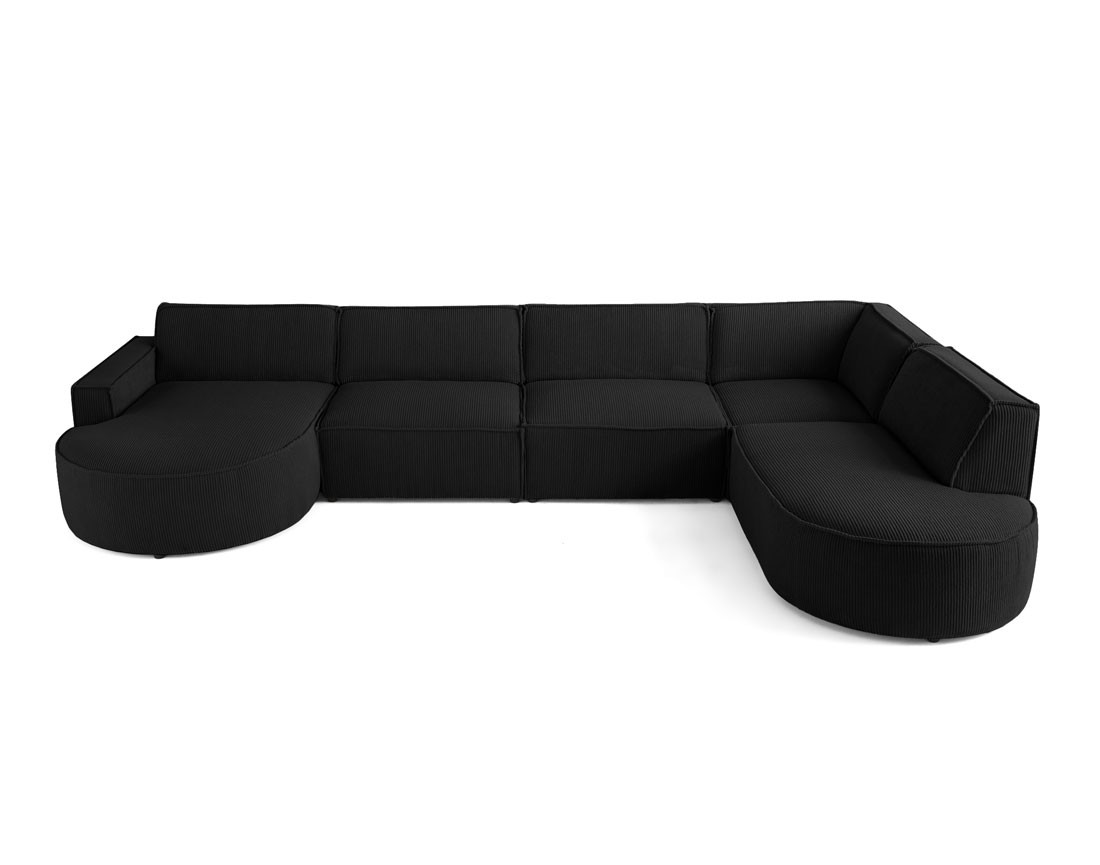 Canapé panoramique d'angle droit 7 places en velours côtelé Spiaggia