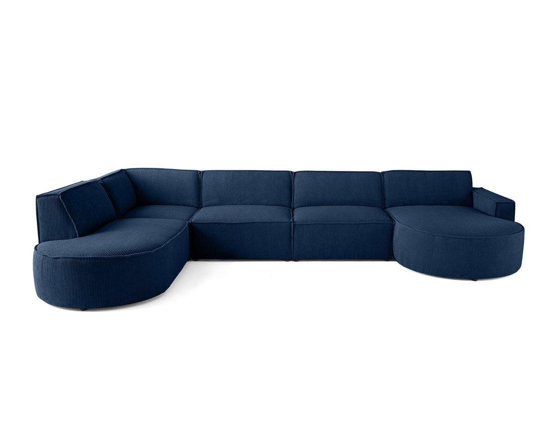 Canapé panoramique d'angle gauche 7 places en velours côtelé Spiaggia
