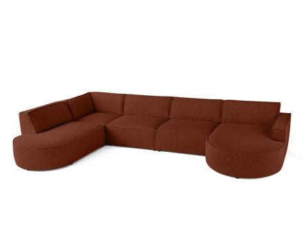 Canapé panoramique d'angle gauche 7 places en velours côtelé Spiaggia